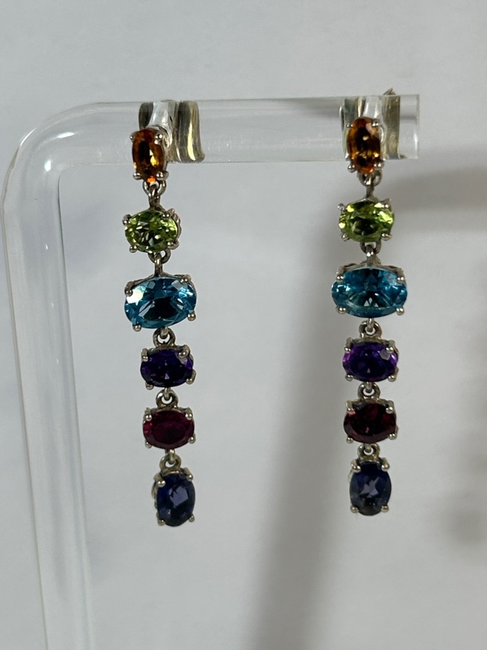 NWOT Chuck Clemency NYC 11 Sterling Silver Multi Gemstone Designer Earrings